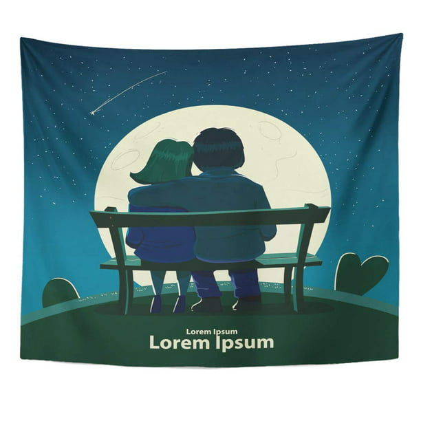 Couple in Love Sitting on The Moon Statue Gift for Her Home Decor Shelf Accessory